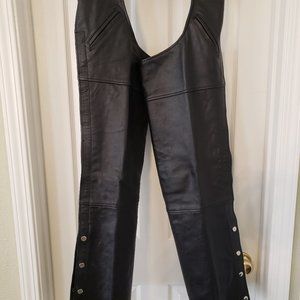 Black Leather Motorcycle Chaps